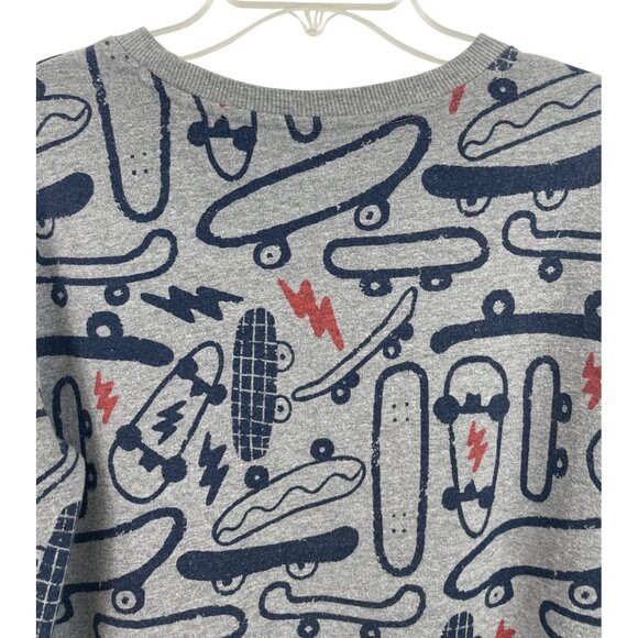 Cat & Jack Boys Size XL (16) Gray Blue Skateboard Print Sweatshirt - Picture 6 of 9